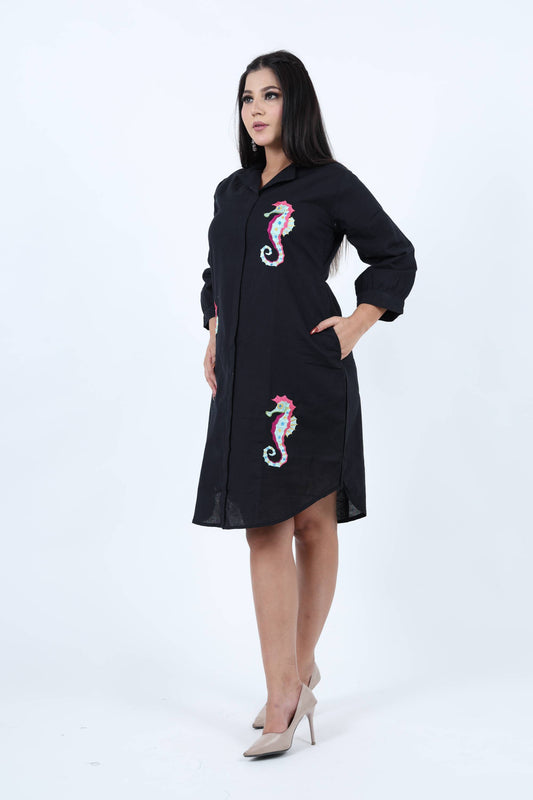 Embroidered Seahorse Dress