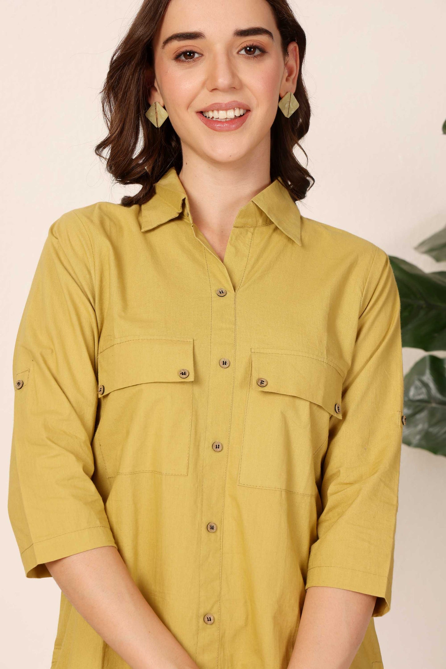 Drawstring Detail Shirt Dress