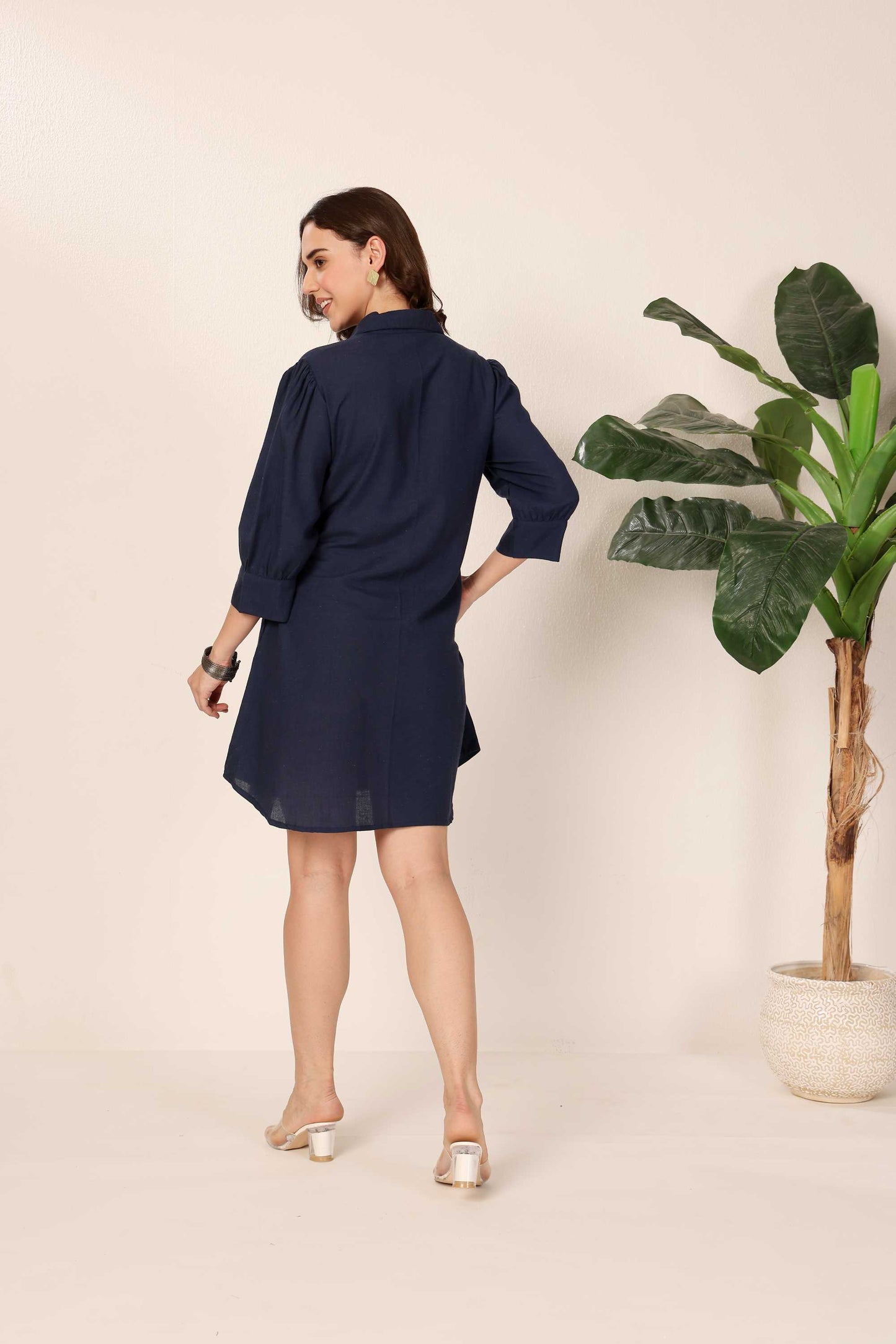 Abstract Face Shirt Dress