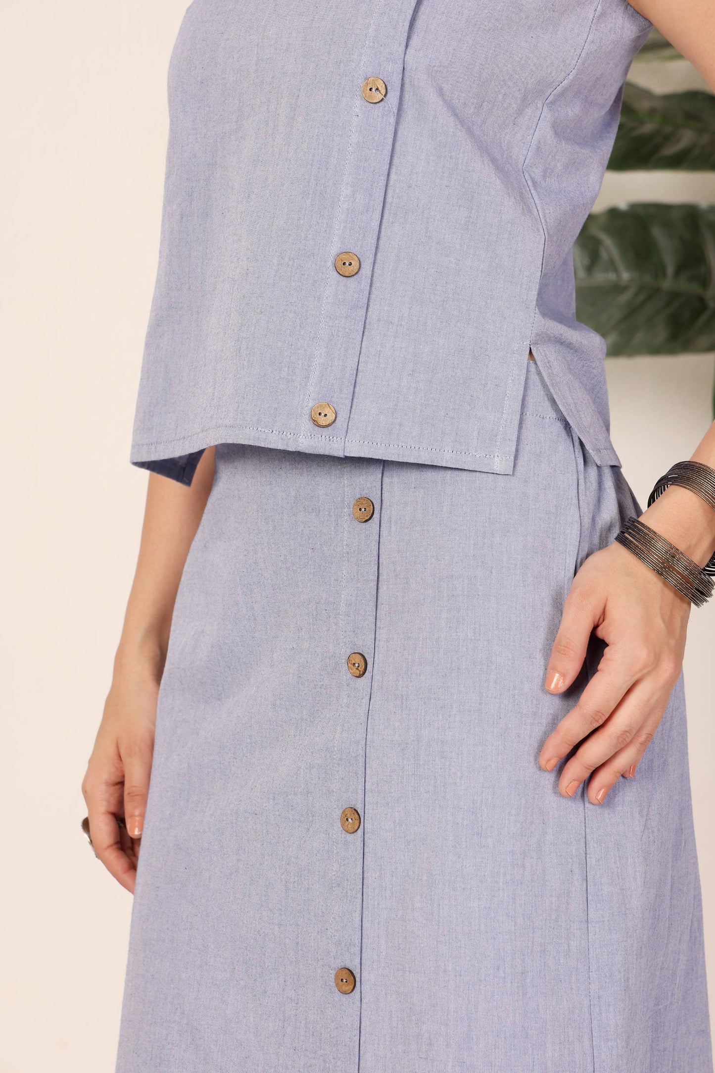 Minimalist Dusty Blue Skirt Set