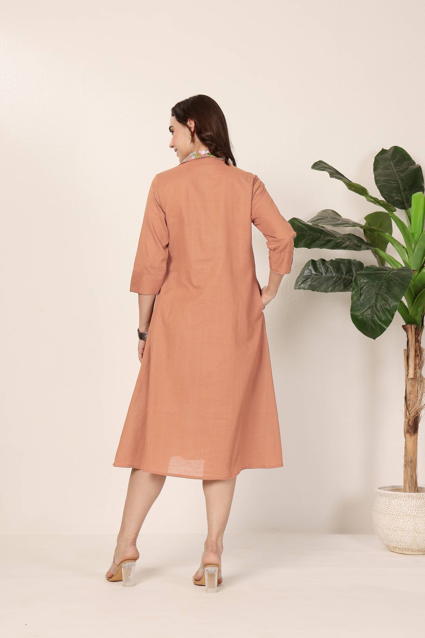 Embroidered Collar Dress