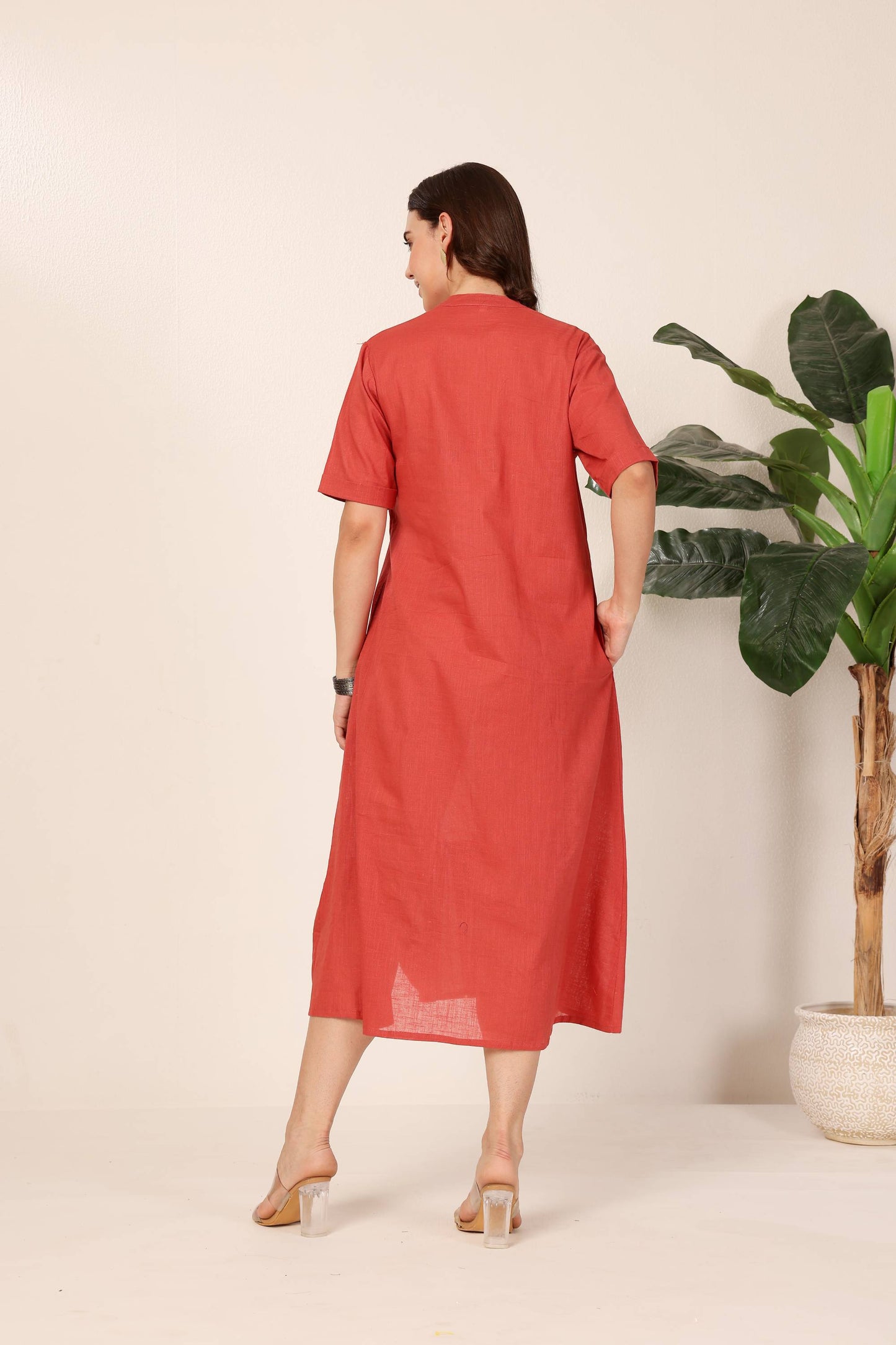 Abstract Embroidery Pleated Dress
