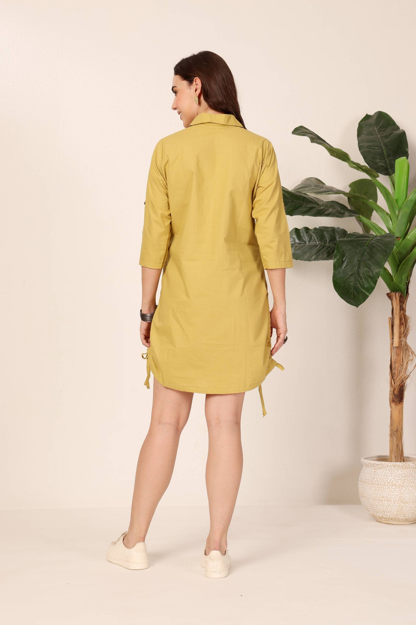 Drawstring Detail Shirt Dress