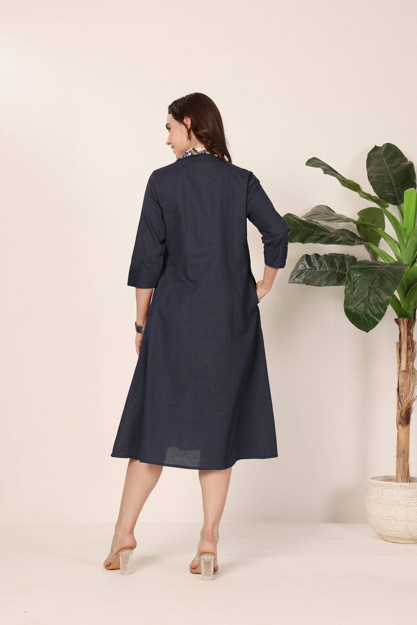 Embroidered Collar Dress