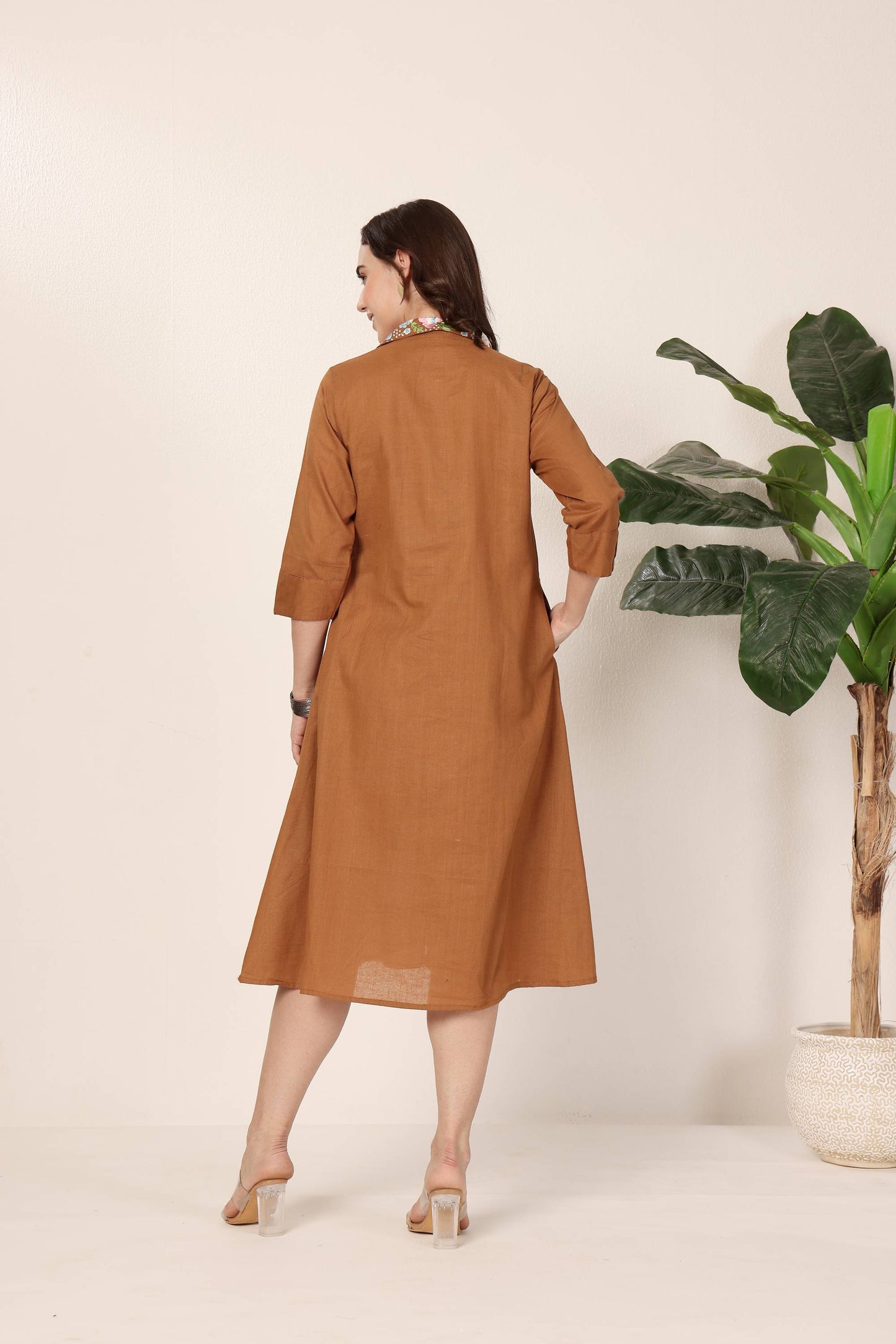 Embroidered Collar Dress
