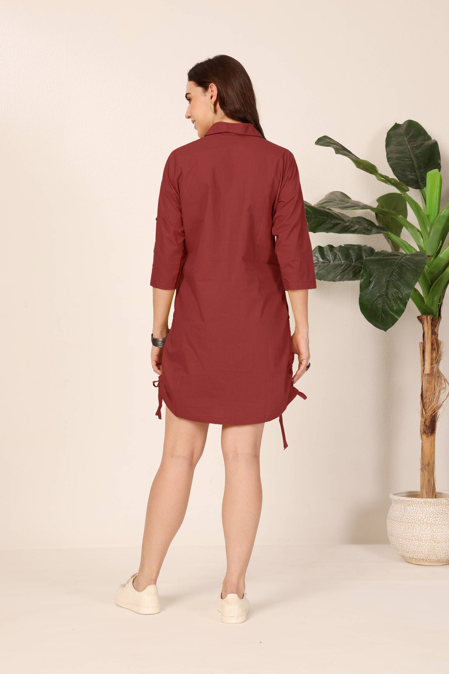 Drawstring Detail Shirt Dress