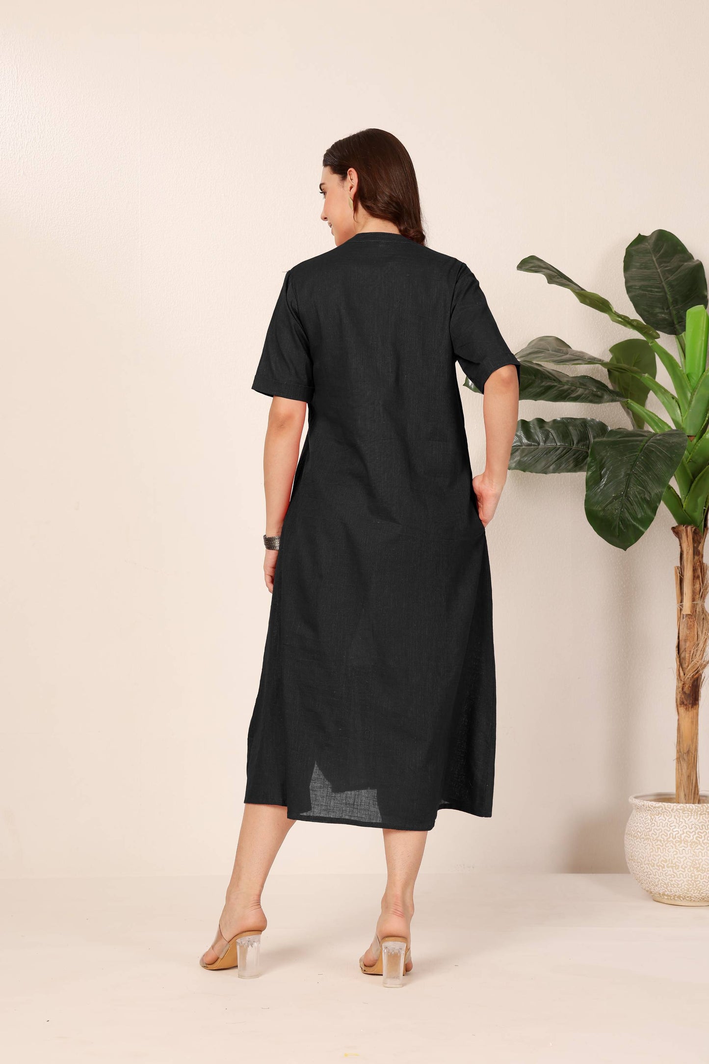 Abstract Embroidery Pleated Dress