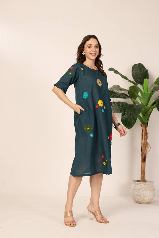 3D Bloom A-Line Dress