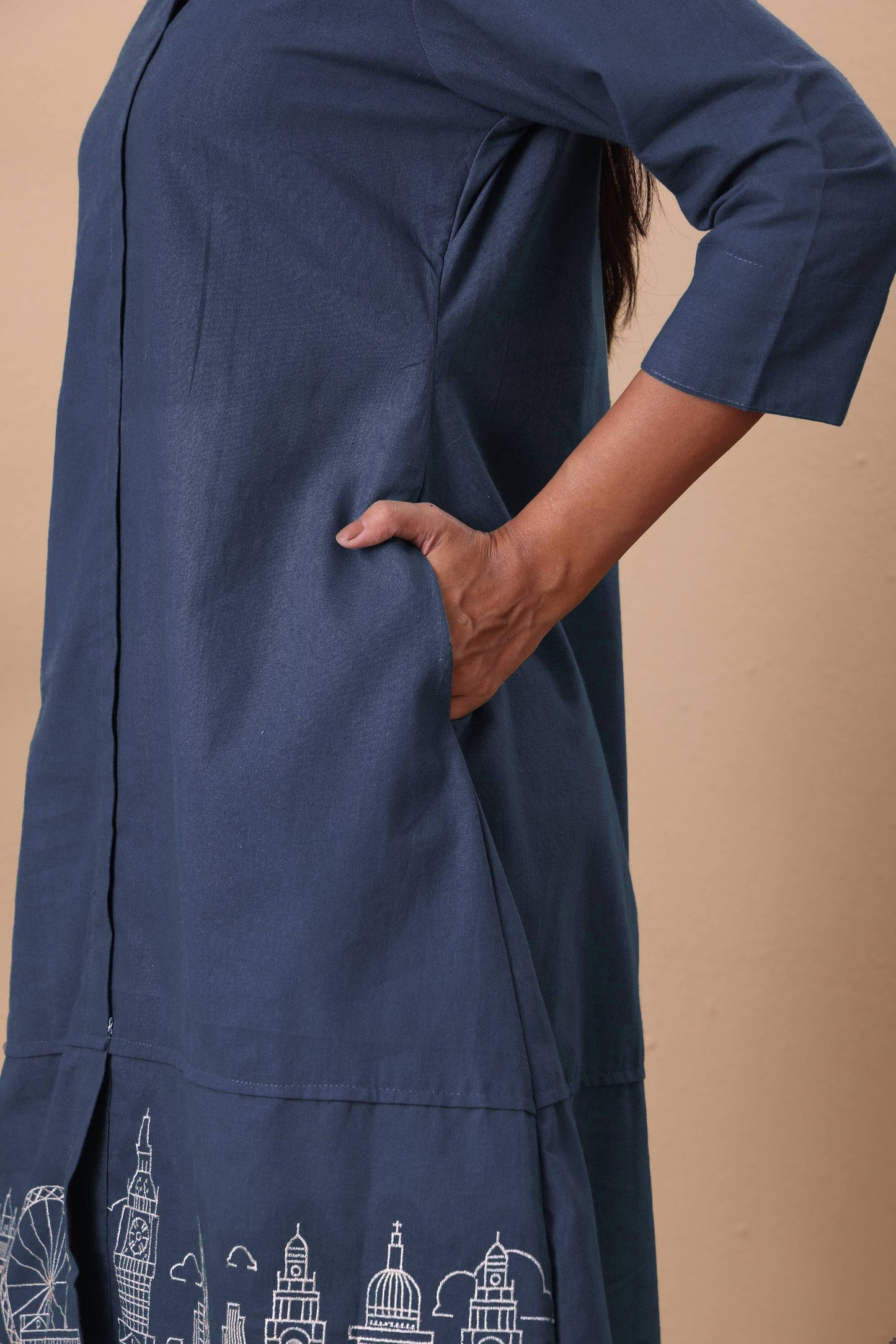 Cityscape Embroidered Dress
