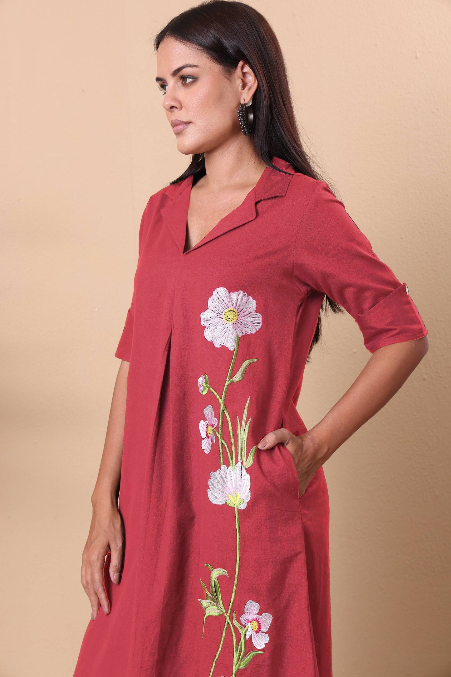 Floral Embroidered Midi Dress