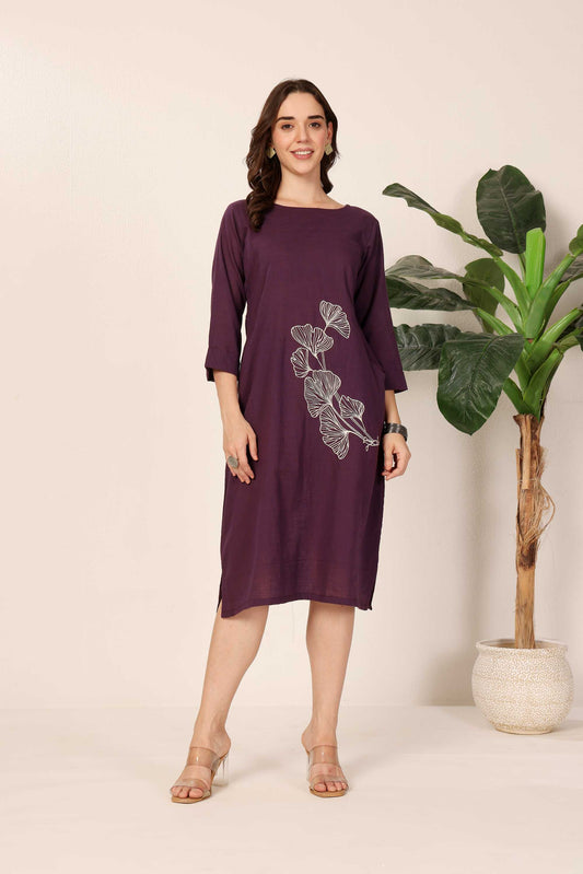 Dark Purple Ginkgo Grace Dress