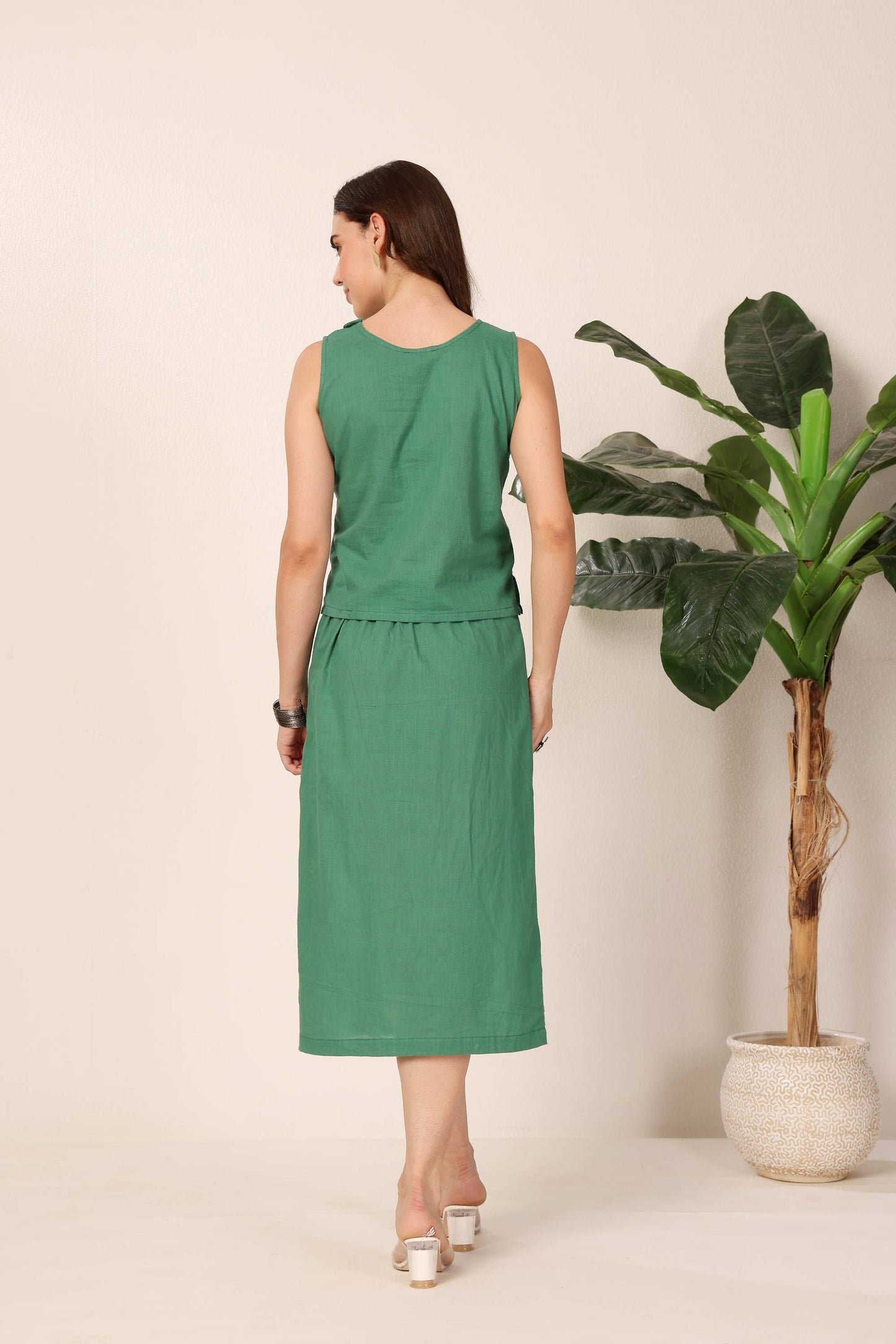 Minimalist Green Skirt Set