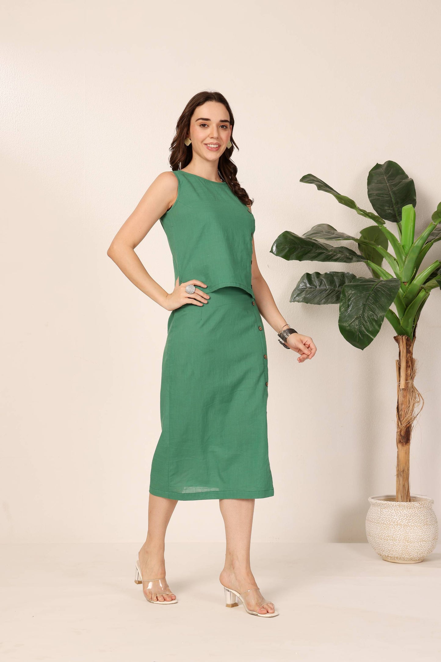 Minimalist Green Skirt Set