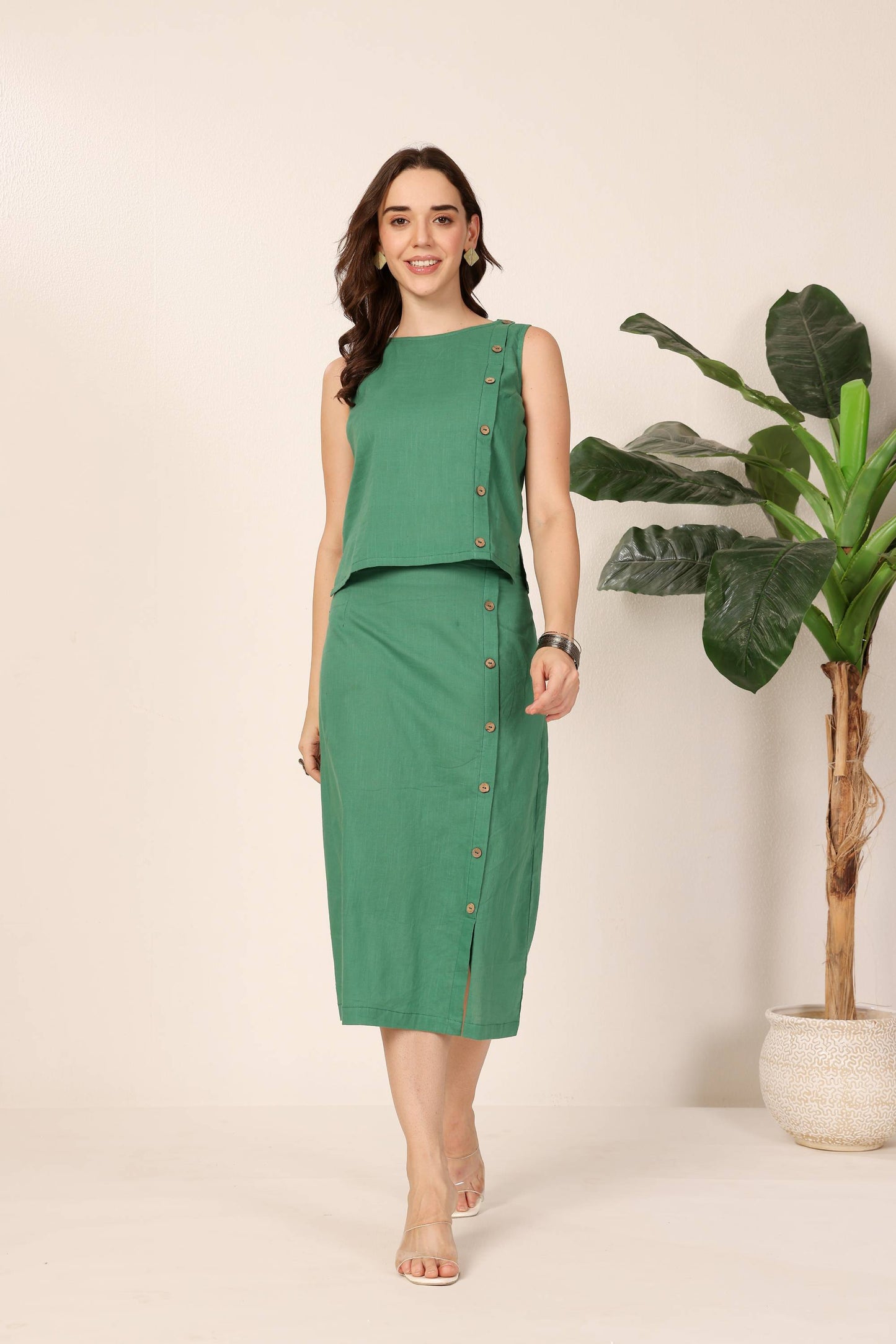 Minimalist Green Skirt Set
