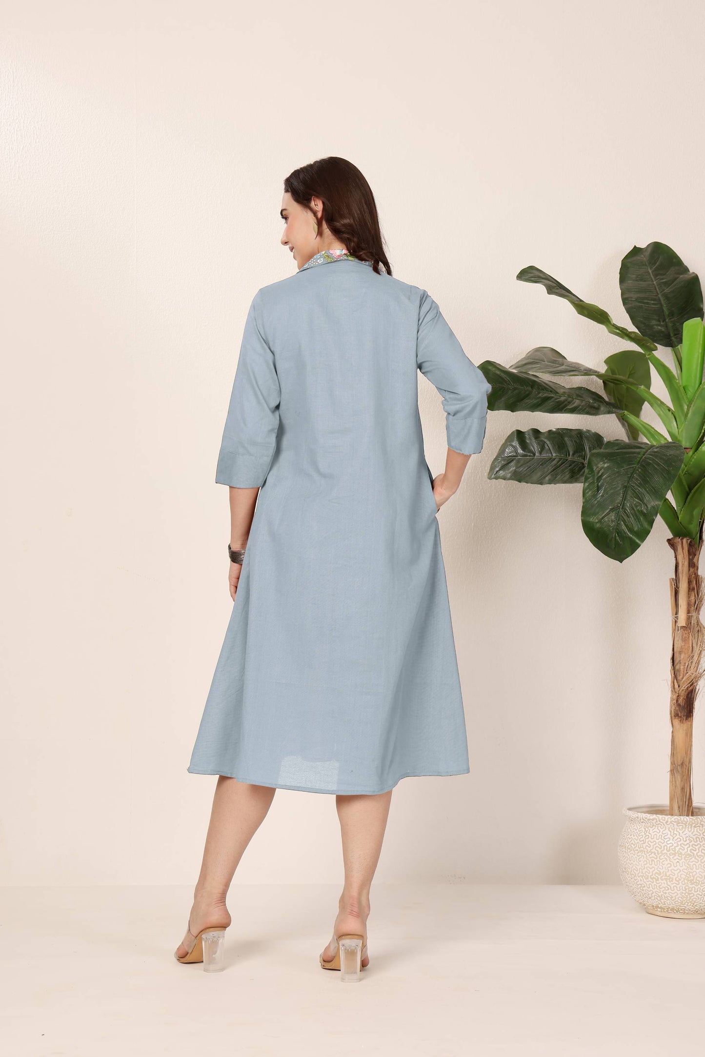 Embroidered Collar Dress