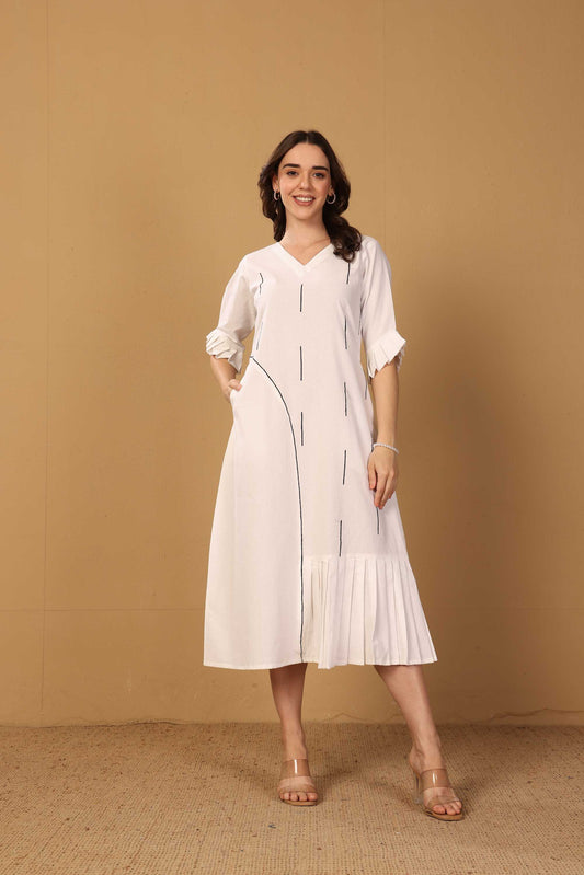 Off-white Pleated Fineline Dress