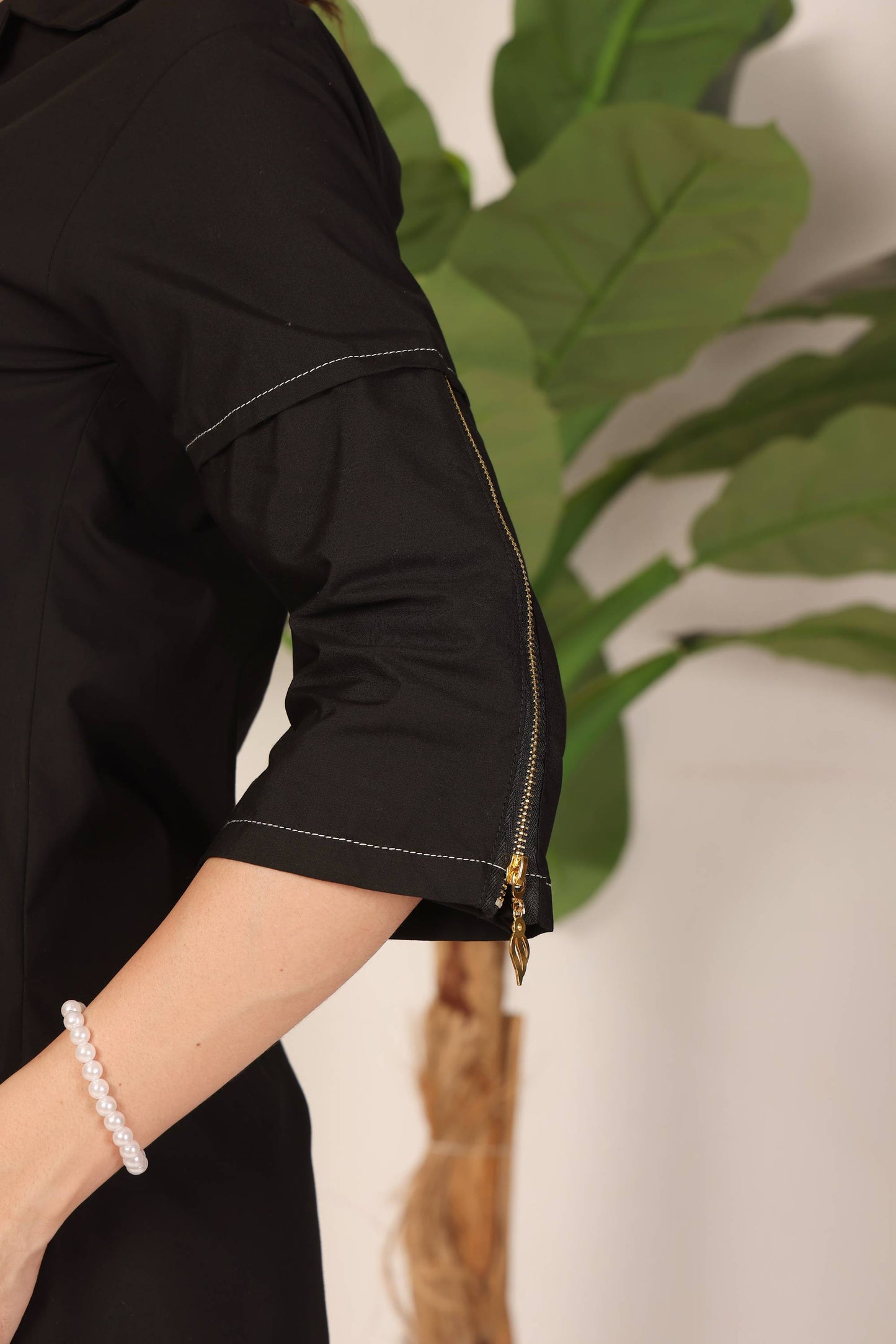 Zipper Accent Stitchline Dress