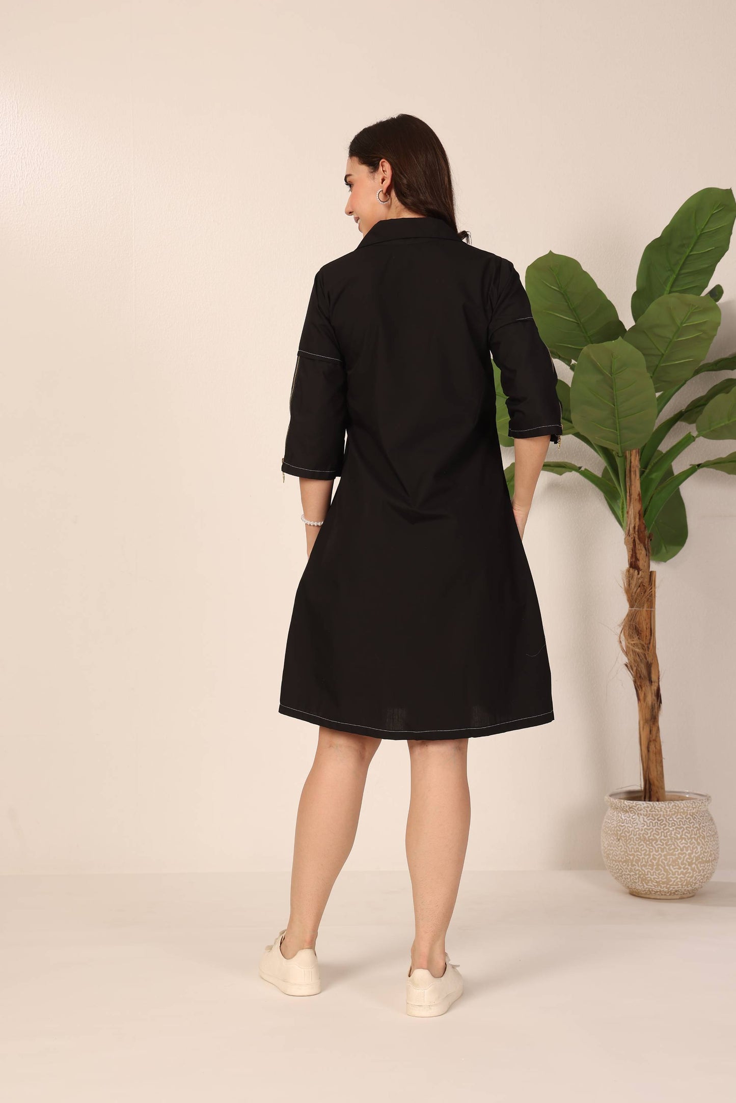 Zipper Accent Stitchline Dress