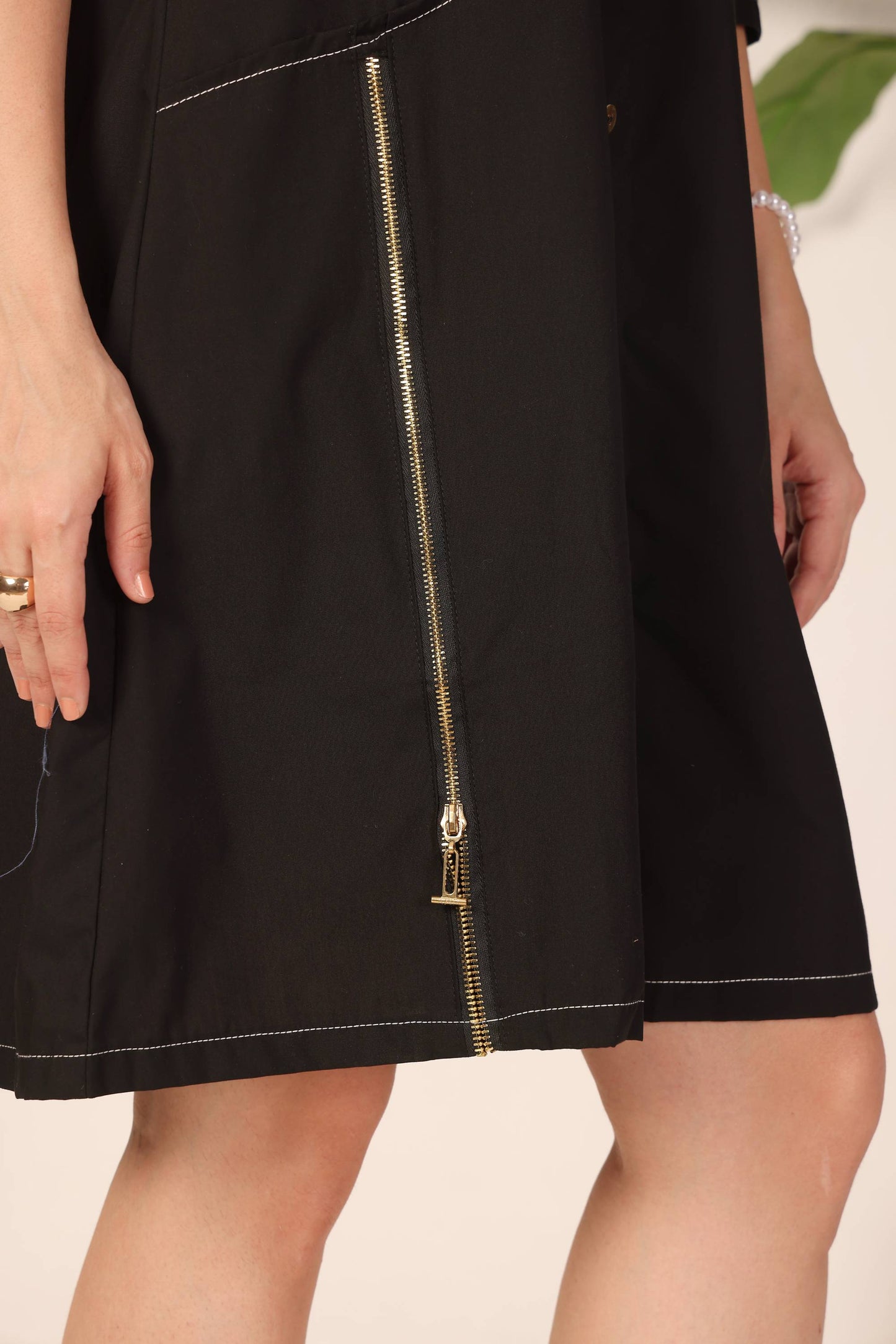 Zipper Accent Stitchline Dress