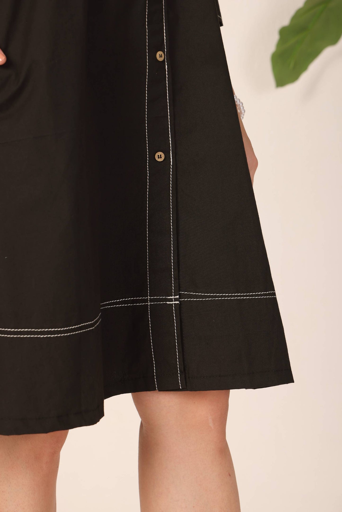 Contrast Belt Dress