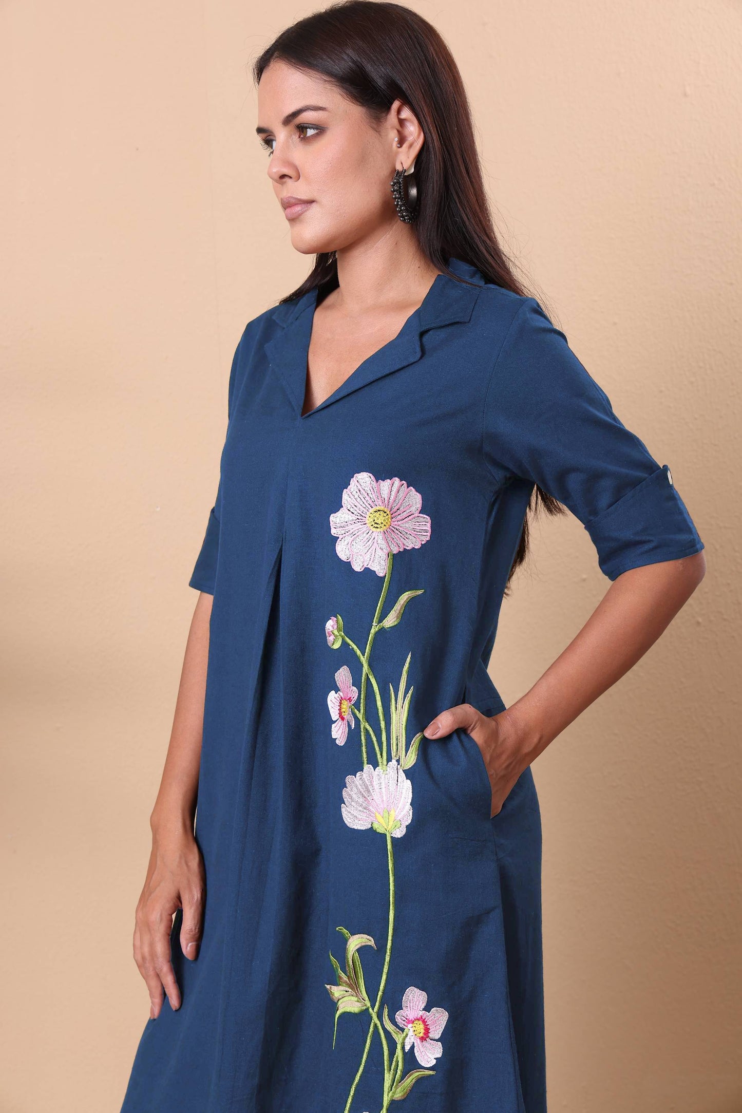 Floral Embroidered Midi Dress